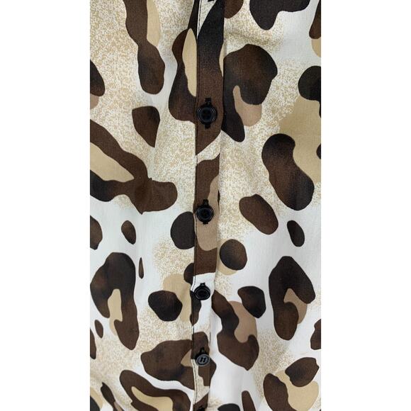 Style & Co Women's Button Down Shirt Collar Ruffles Leopard Print Size 18 NWOT - Picture 5 of 7
